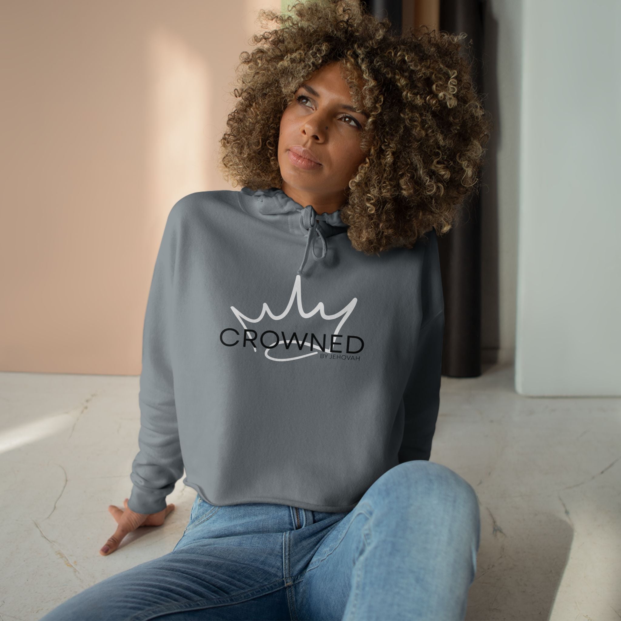 Crowned by Jehovah Crop Hoodie